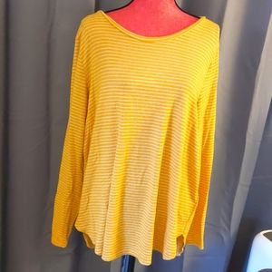 Old Navy Gold Long Sleeve Striped Tunic High Low Plus XXL